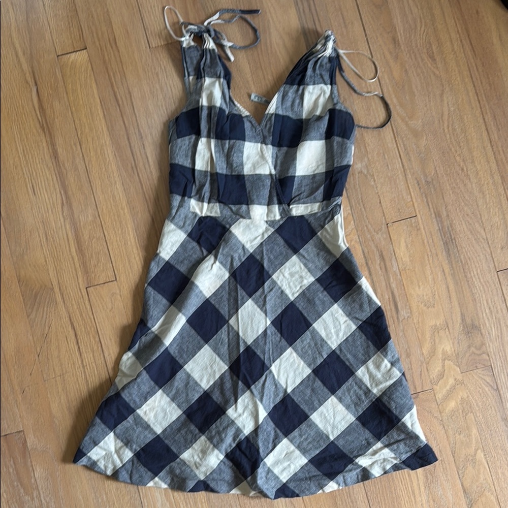 Zara Navy and White Check Sleeveless Sundress
